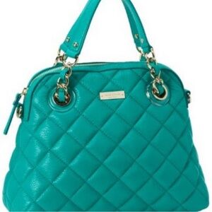 Kate Spade Gold Coast Georgina Teal Leather Shoulder Bag with Gold Accents
